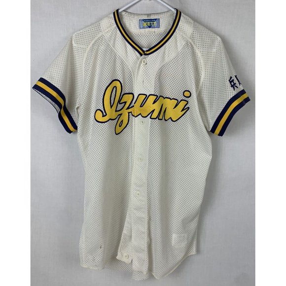 Vintage Japanese Baseball Jersey Mesh Button Japan Men’s Large 90s Pro Sewn - Picture 4 of 8